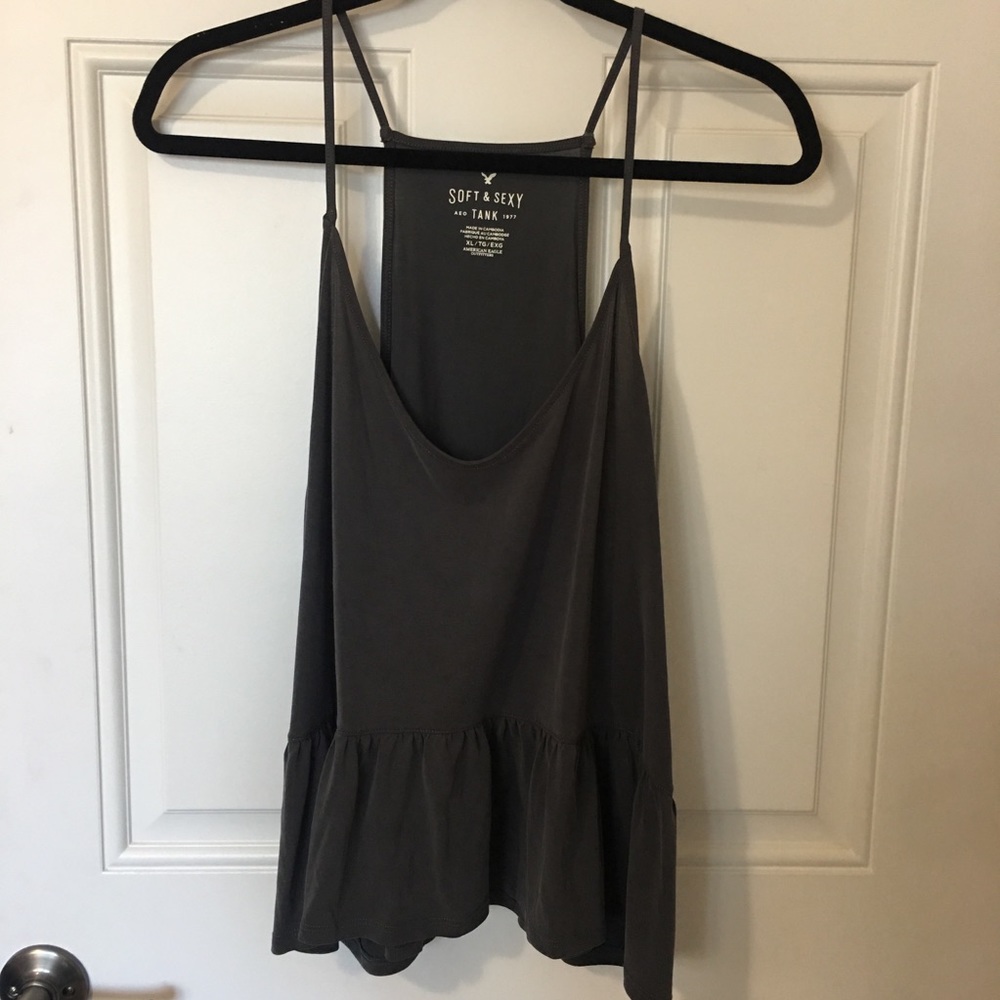 grey peplum cami